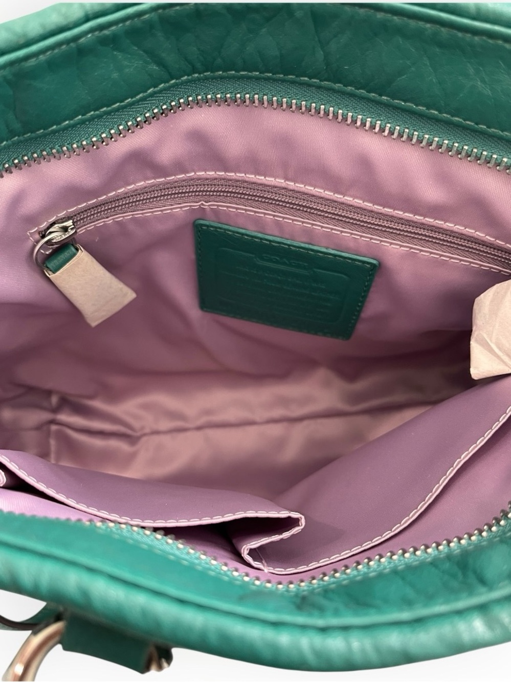 Coach Gathered Leather Ashley Aegean Green (Style #F23972) NWT - Picture 9 of 11